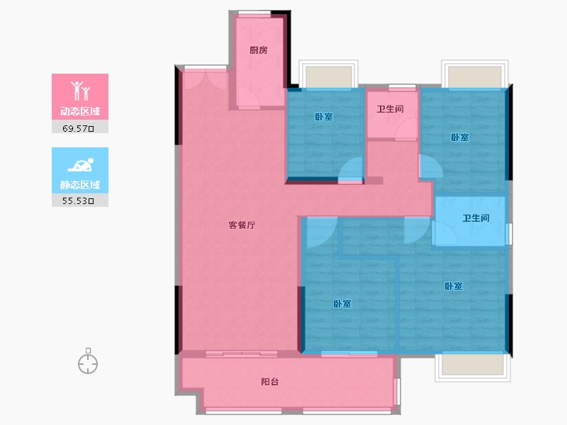 湖北省-孝感市-佳磐瑞府-113.69-户型库-动静分区