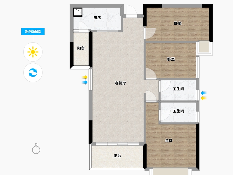 广东省-惠州市-凯景华府-88.11-户型库-采光通风