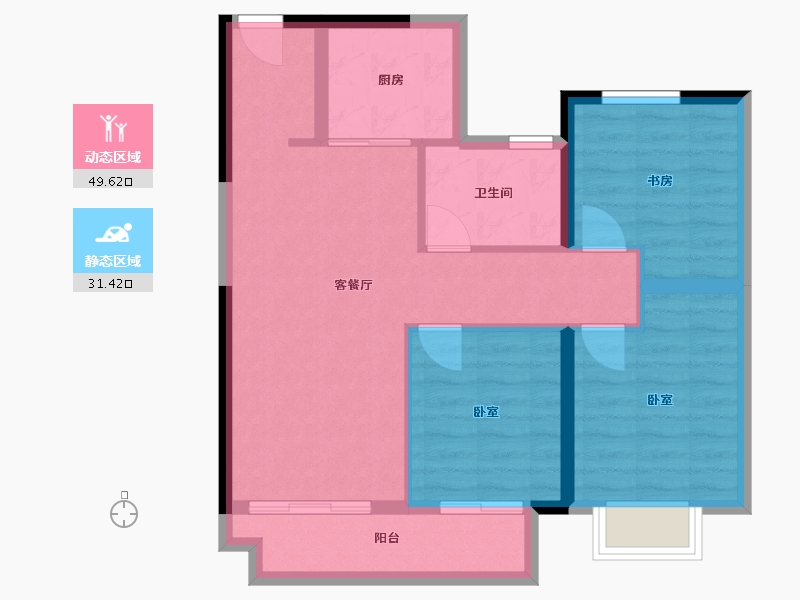 浙江省-杭州市-融信澜庭启杭-72.43-户型库-动静分区