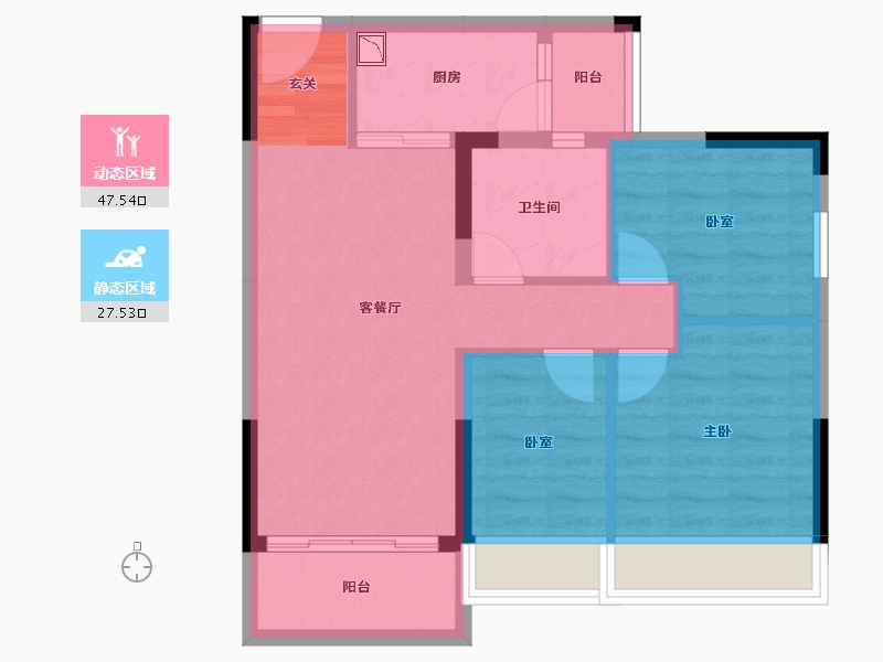 湖南省-长沙市-碧桂园公园壹号-66.76-户型库-动静分区