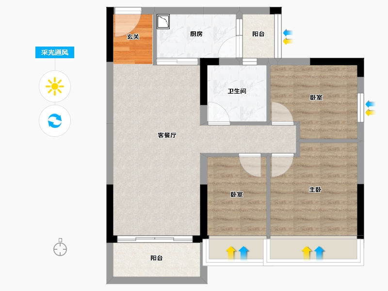 湖南省-长沙市-碧桂园公园壹号-66.76-户型库-采光通风