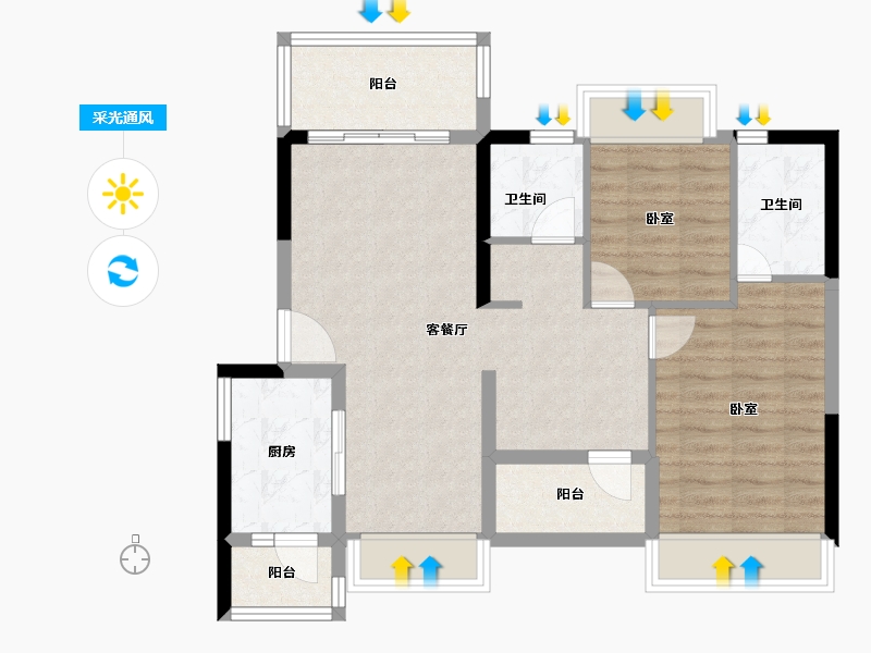 广东省-江门市-越秀天悦文华-77.26-户型库-采光通风