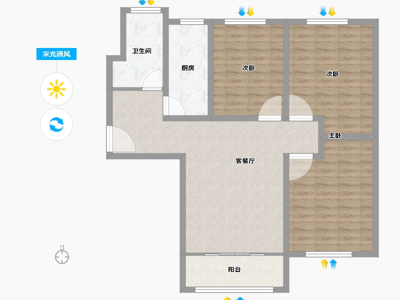 山东省-淄博市-宁宇富城花苑-96.00-户型库-采光通风