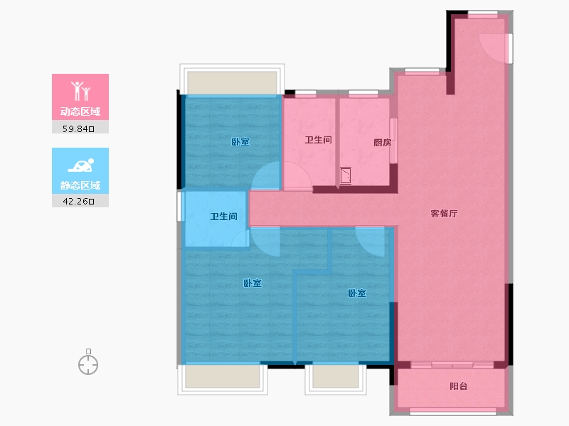 湖北省-黄冈市-孔雀城十里湖光-92.00-户型库-动静分区