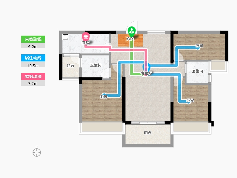 湖南省-长沙市-碧桂园公园壹号-87.36-户型库-动静线