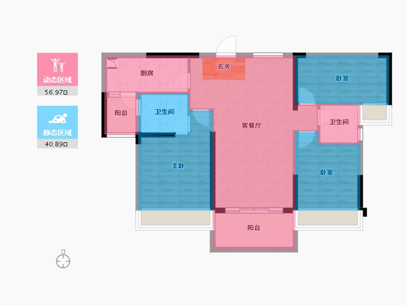 湖南省-长沙市-碧桂园公园壹号-87.36-户型库-动静分区