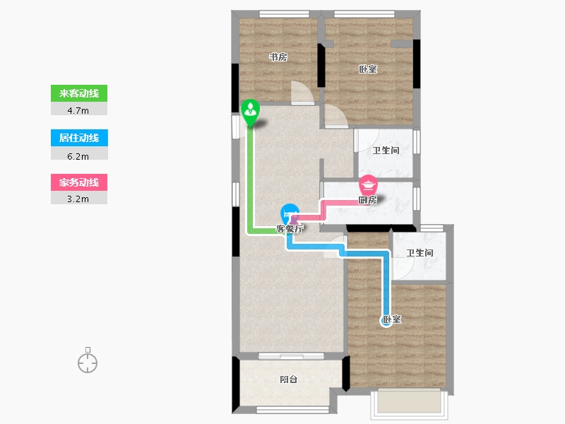 浙江省-杭州市-湘溪蘭园-76.77-户型库-动静线