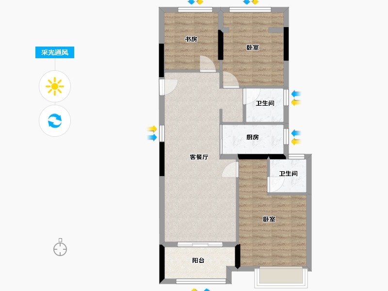 浙江省-杭州市-湘溪蘭园-76.77-户型库-采光通风