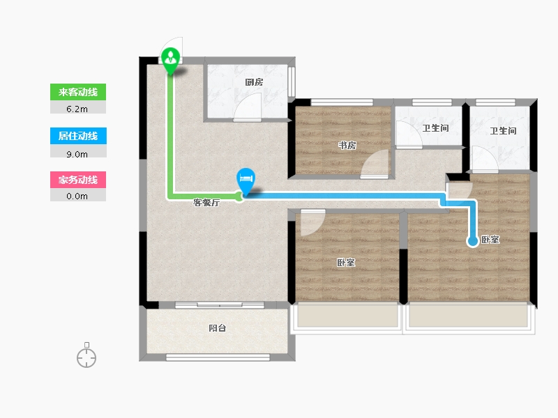 湖北省-黄冈市-升华·翡翠公馆-90.70-户型库-动静线