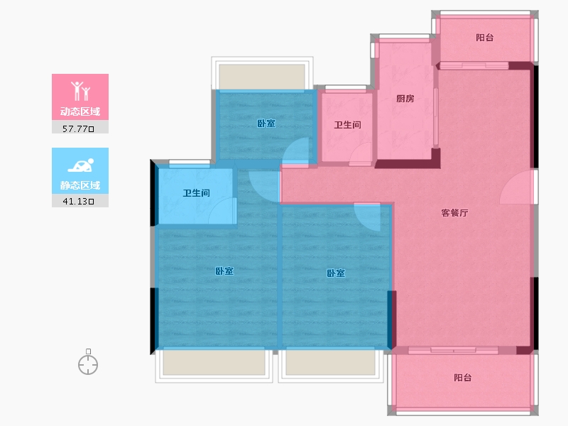 广东省-江门市-东方御璟苑-88.98-户型库-动静分区