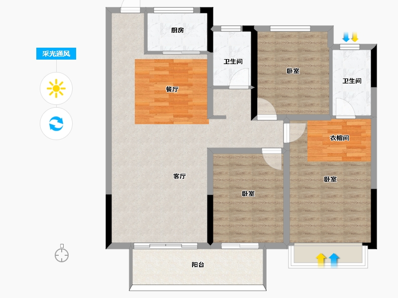 河南省-信阳市-华壹·天福上和院-105.00-户型库-采光通风