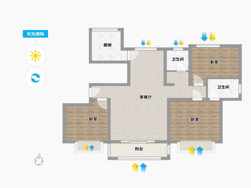 山东省-东营市-花半里芳华-103.00-户型库-采光通风