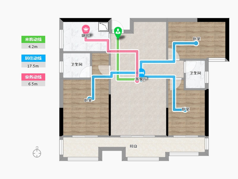 湖南省-株洲市-康桥小镇-85.48-户型库-动静线