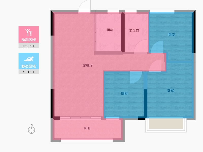 湖北省-武汉市-大华公园华府-68.30-户型库-动静分区