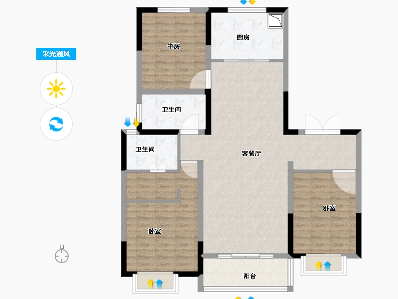 河南省-商丘市-华地美·华安府-110.26-户型库-采光通风