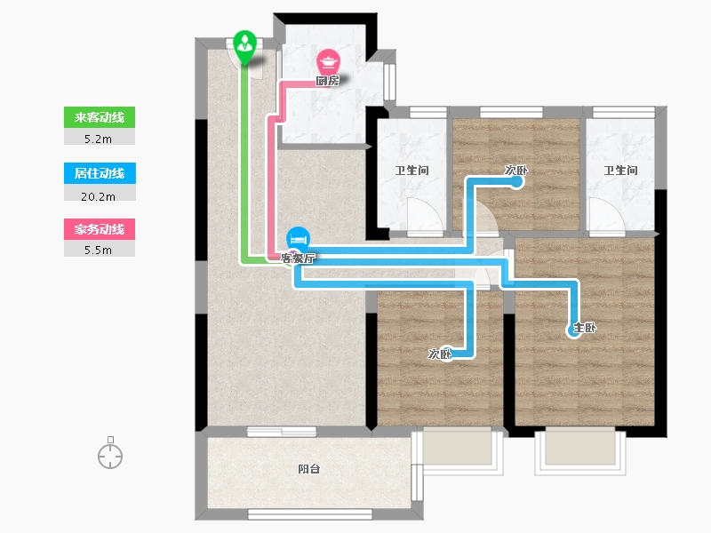 湖南省-长沙市-浏阳碧桂园时代城-75.76-户型库-动静线