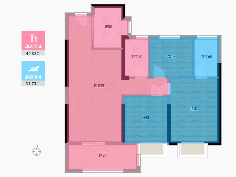 湖南省-长沙市-浏阳碧桂园时代城-75.76-户型库-动静分区