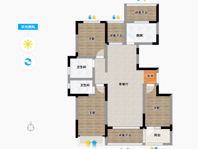 山东省-淄博市-橡树黄金城-112.01-户型库-采光通风