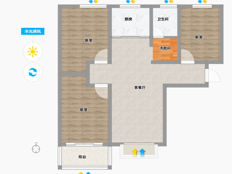 河南省-商丘市-民主公馆-88.00-户型库-采光通风