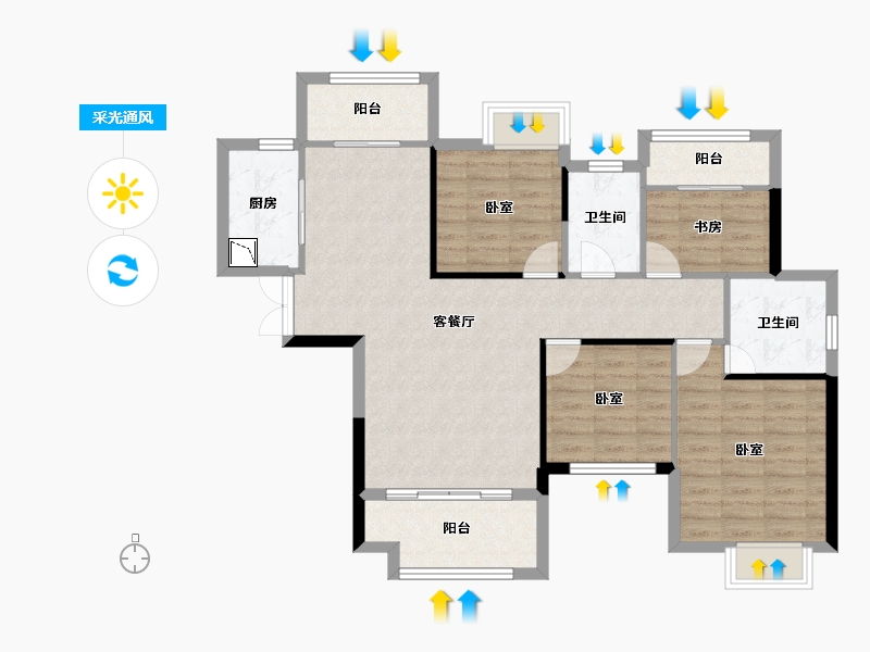 湖南省-株洲市-华晨神农府-97.52-户型库-采光通风