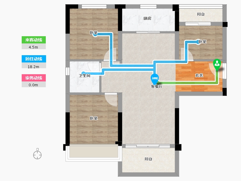 湖南省-长沙市-碧桂园公园壹号-75.08-户型库-动静线