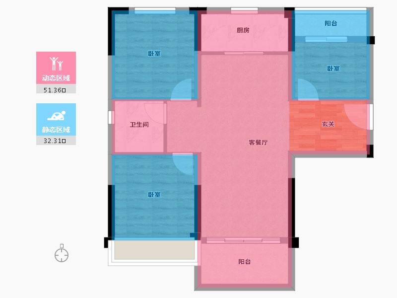 湖南省-长沙市-碧桂园公园壹号-75.08-户型库-动静分区