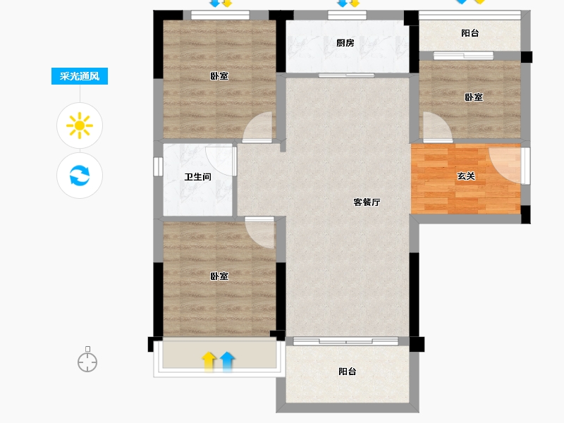 湖南省-长沙市-碧桂园公园壹号-75.08-户型库-采光通风