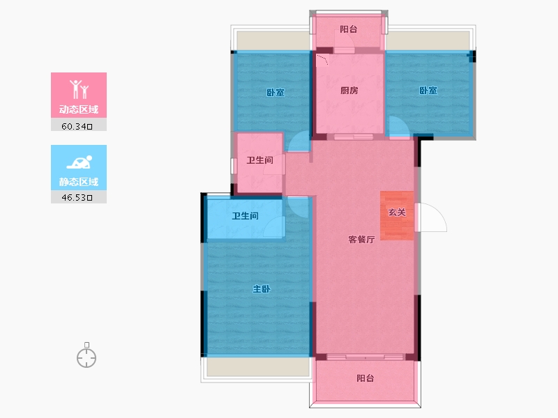 湖南省-长沙市-碧桂园公园壹号-96.00-户型库-动静分区