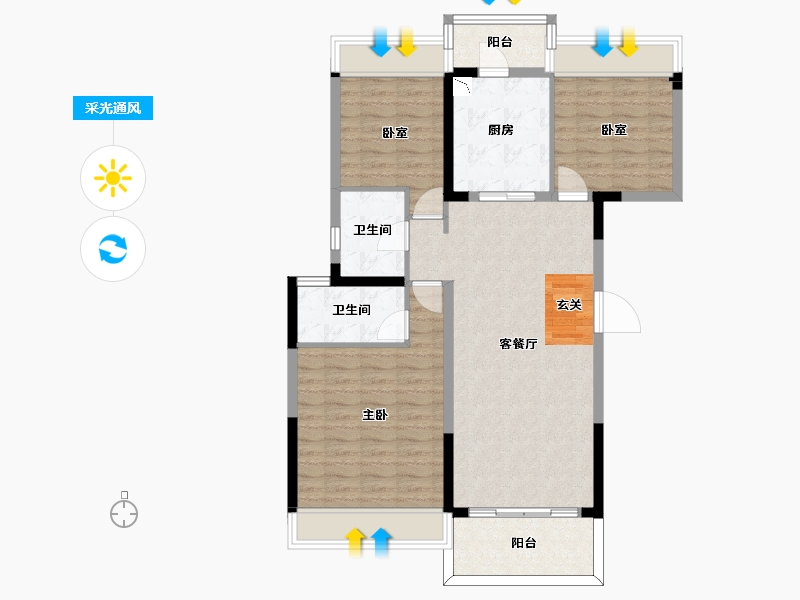 湖南省-长沙市-碧桂园公园壹号-96.00-户型库-采光通风