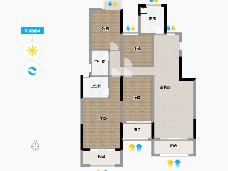 安徽省-蚌埠市-尚达·新天地-115.49-户型库-采光通风