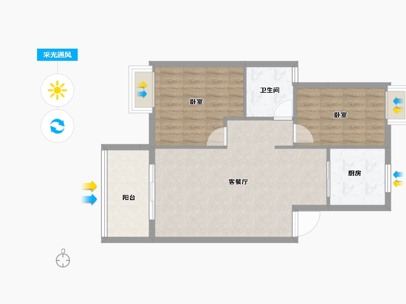 湖北省-黄冈市-航信中部汽贸城-65.90-户型库-采光通风