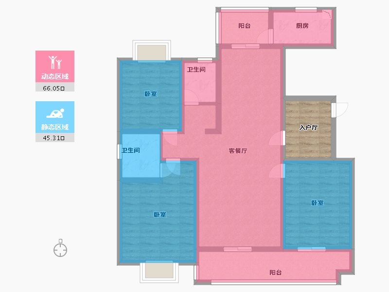 河南省-驻马店市-众泰御景湾-104.53-户型库-动静分区