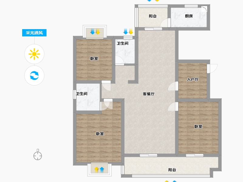 河南省-驻马店市-众泰御景湾-104.53-户型库-采光通风