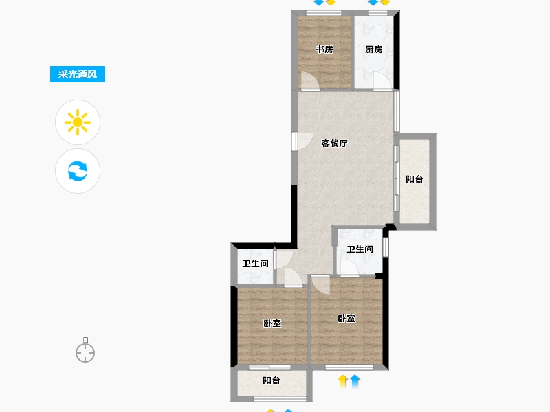 浙江省-杭州市-融信澜庭启杭-75.33-户型库-采光通风