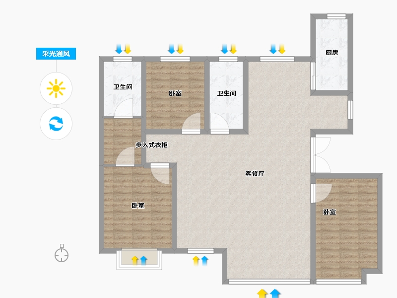 山东省-潍坊市-安丘壹号公馆-128.01-户型库-采光通风