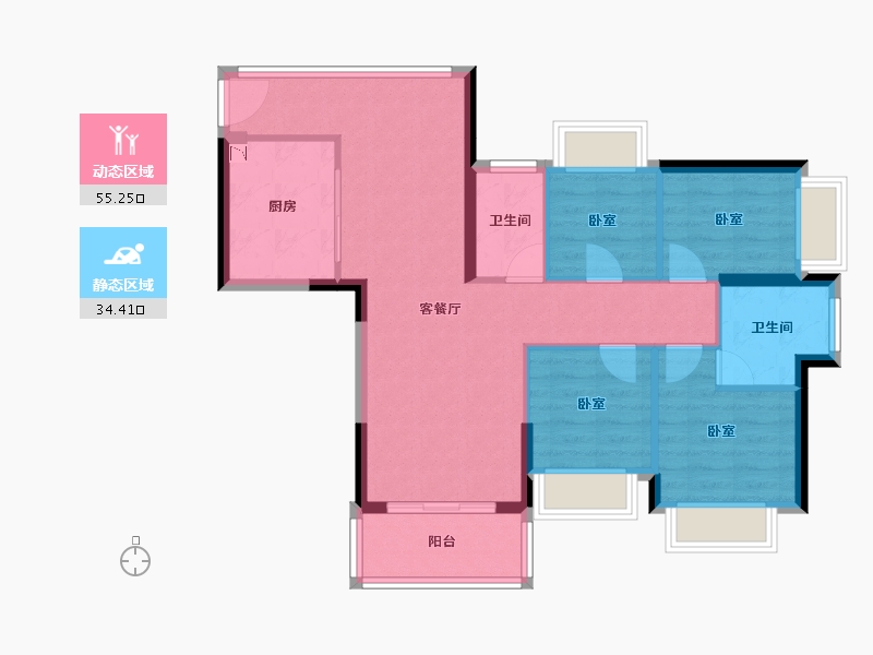 广东省-珠海市-路福•星光上-80.08-户型库-动静分区