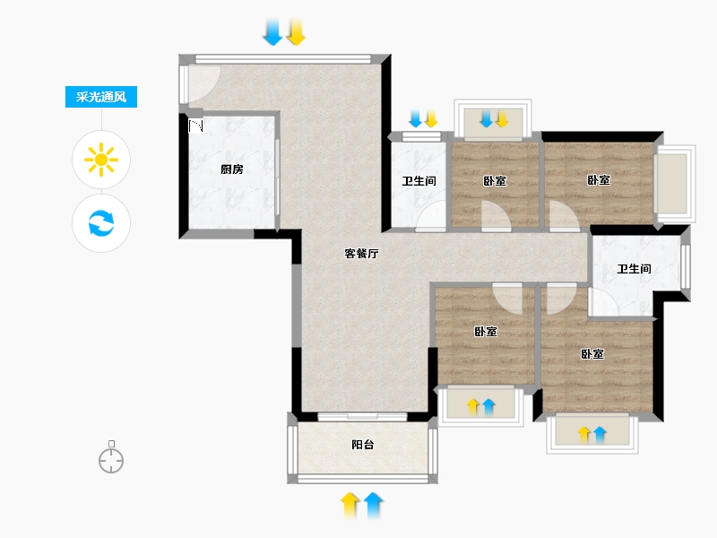 广东省-珠海市-路福•星光上-80.08-户型库-采光通风