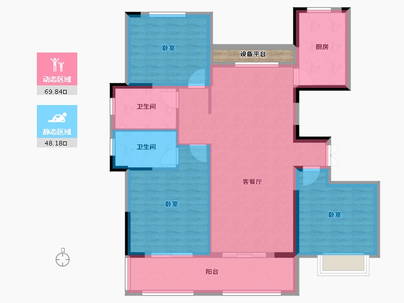 湖北省-黄冈市-徽城·金色家园-108.80-户型库-动静分区