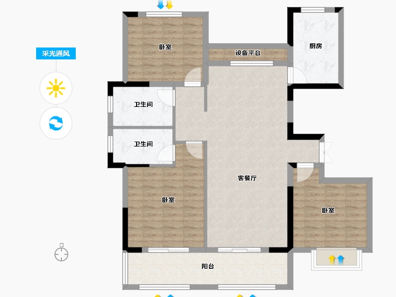 湖北省-黄冈市-徽城·金色家园-108.80-户型库-采光通风