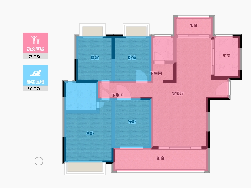 湖南省-湘潭市-大汉龍雲臺-104.44-户型库-动静分区