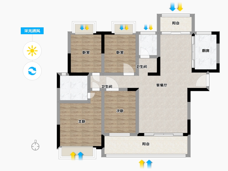 湖南省-湘潭市-大汉龍雲臺-104.44-户型库-采光通风