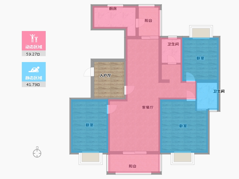 河南省-驻马店市-众泰御景湾-95.75-户型库-动静分区