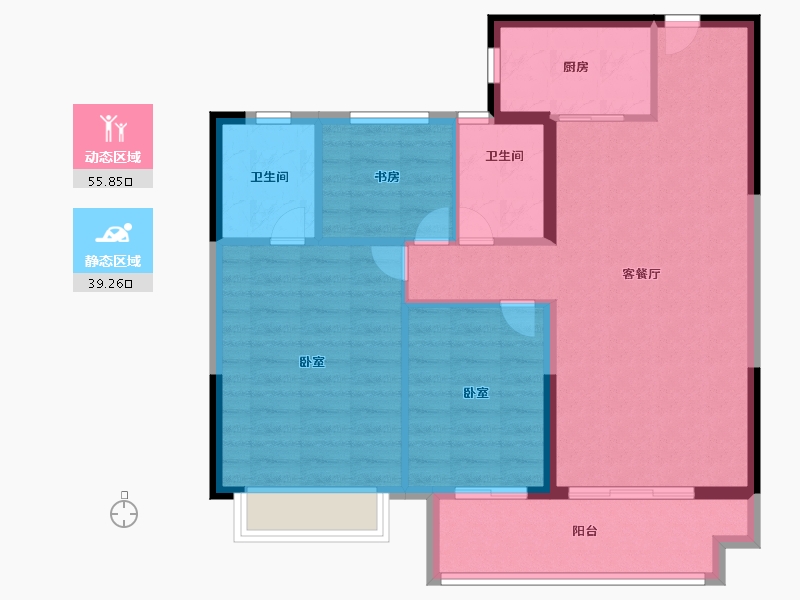 湖北省-咸宁市-永盛咸宁府-86.00-户型库-动静分区