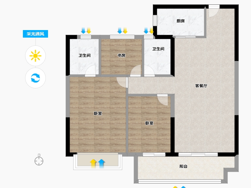 湖北省-咸宁市-永盛咸宁府-86.00-户型库-采光通风