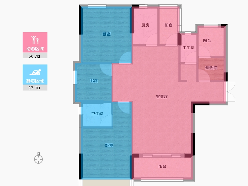 湖北省-咸宁市-鹏成·新都汇-88.11-户型库-动静分区