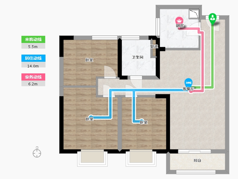 湖北省-武汉市-大华铂金瑞府三期-80.00-户型库-动静线