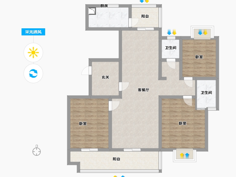 河南省-驻马店市-众泰御景湾-101.40-户型库-采光通风