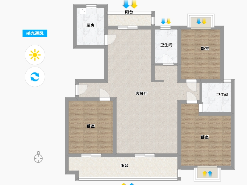 河南省-驻马店市-众泰御景湾-101.57-户型库-采光通风