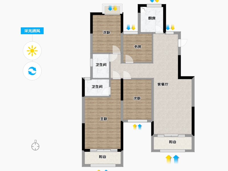 安徽省-蚌埠市-尚达·新天地-112.20-户型库-采光通风