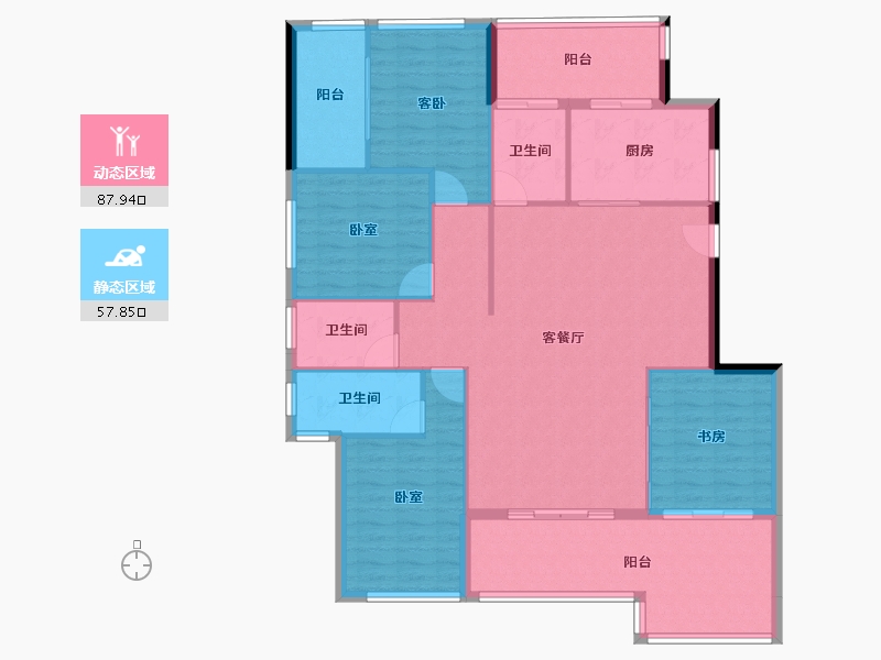 湖北省-十堰市-楚天都市熙园-133.98-户型库-动静分区